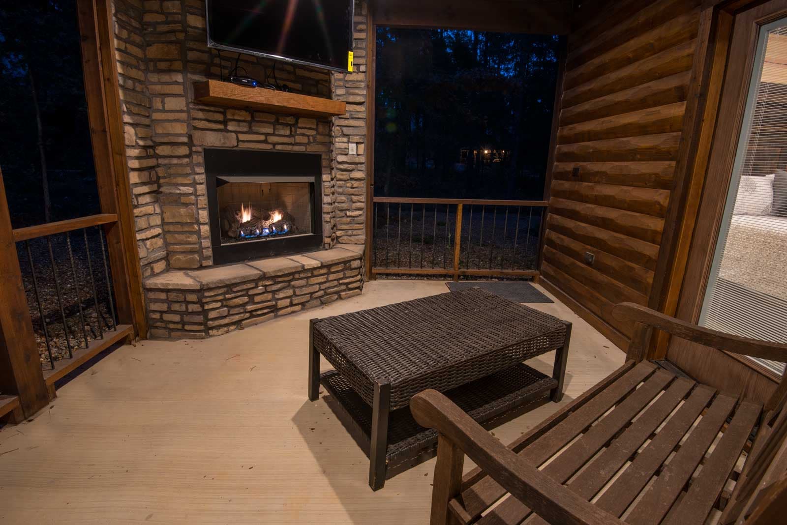 Hot tub on covered patio
