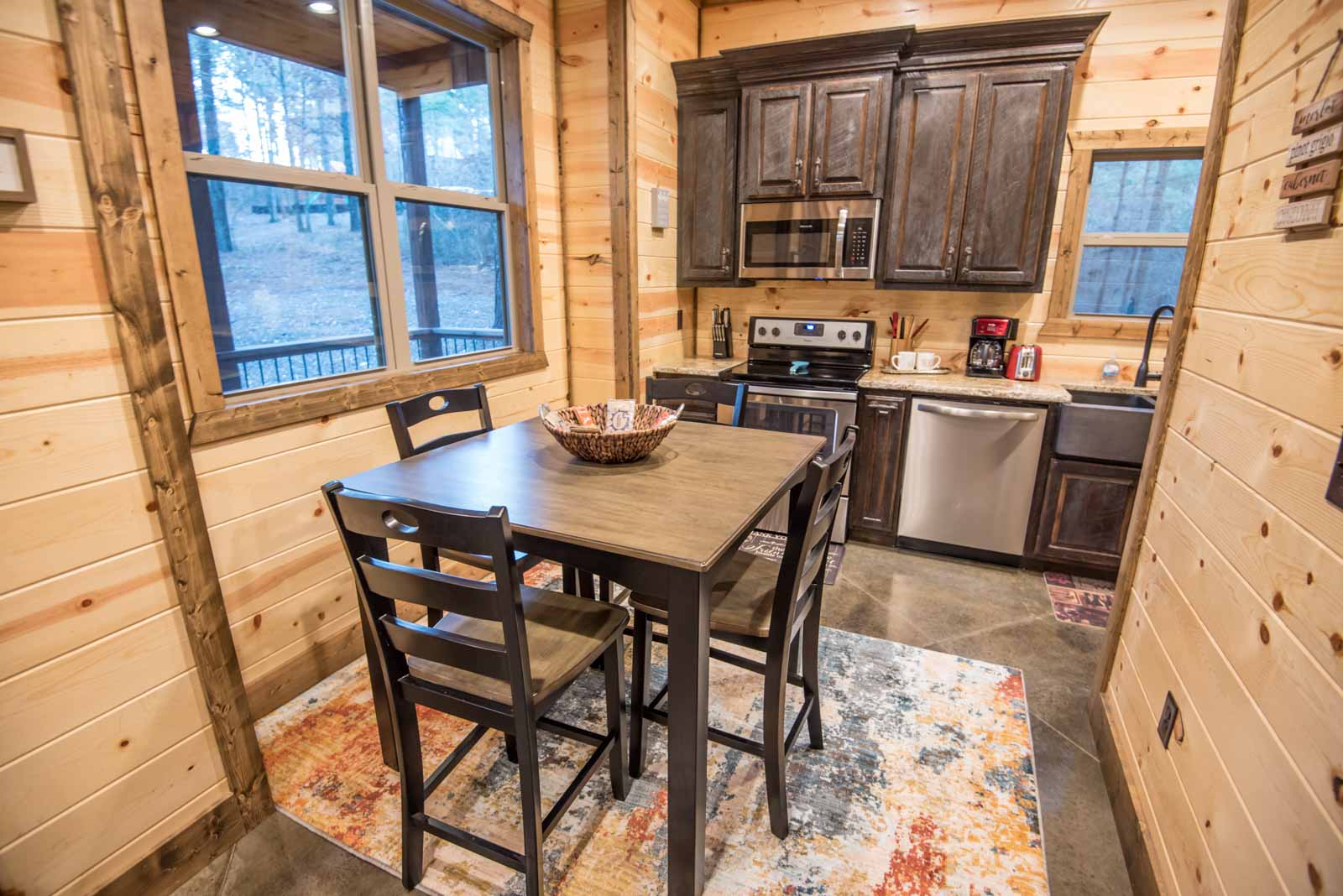 Open living area with fireplace and TV