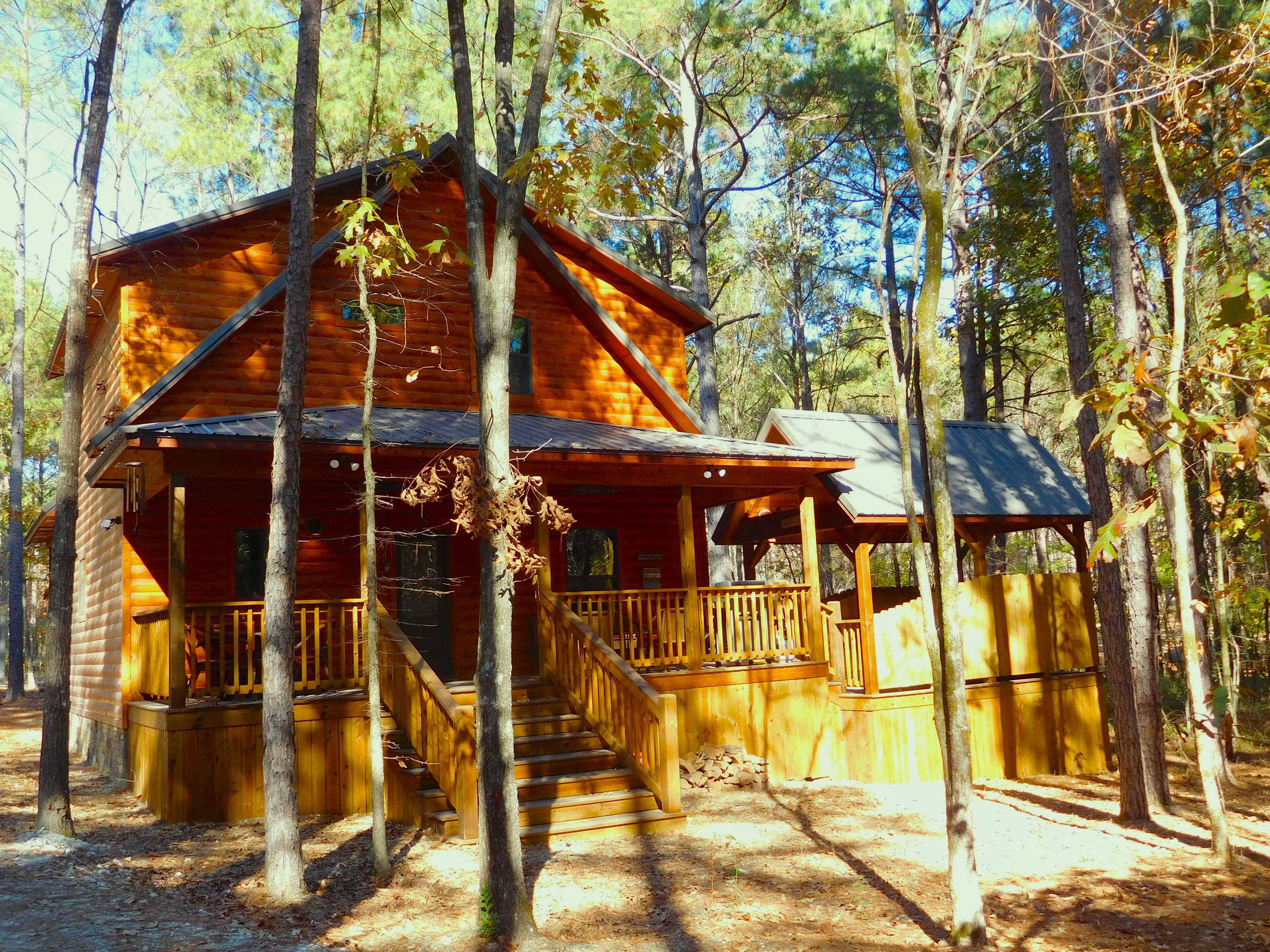 Outside of log cabin