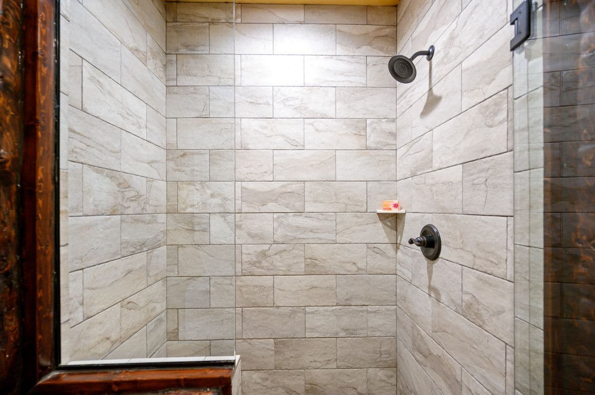Walk in modern tile shower