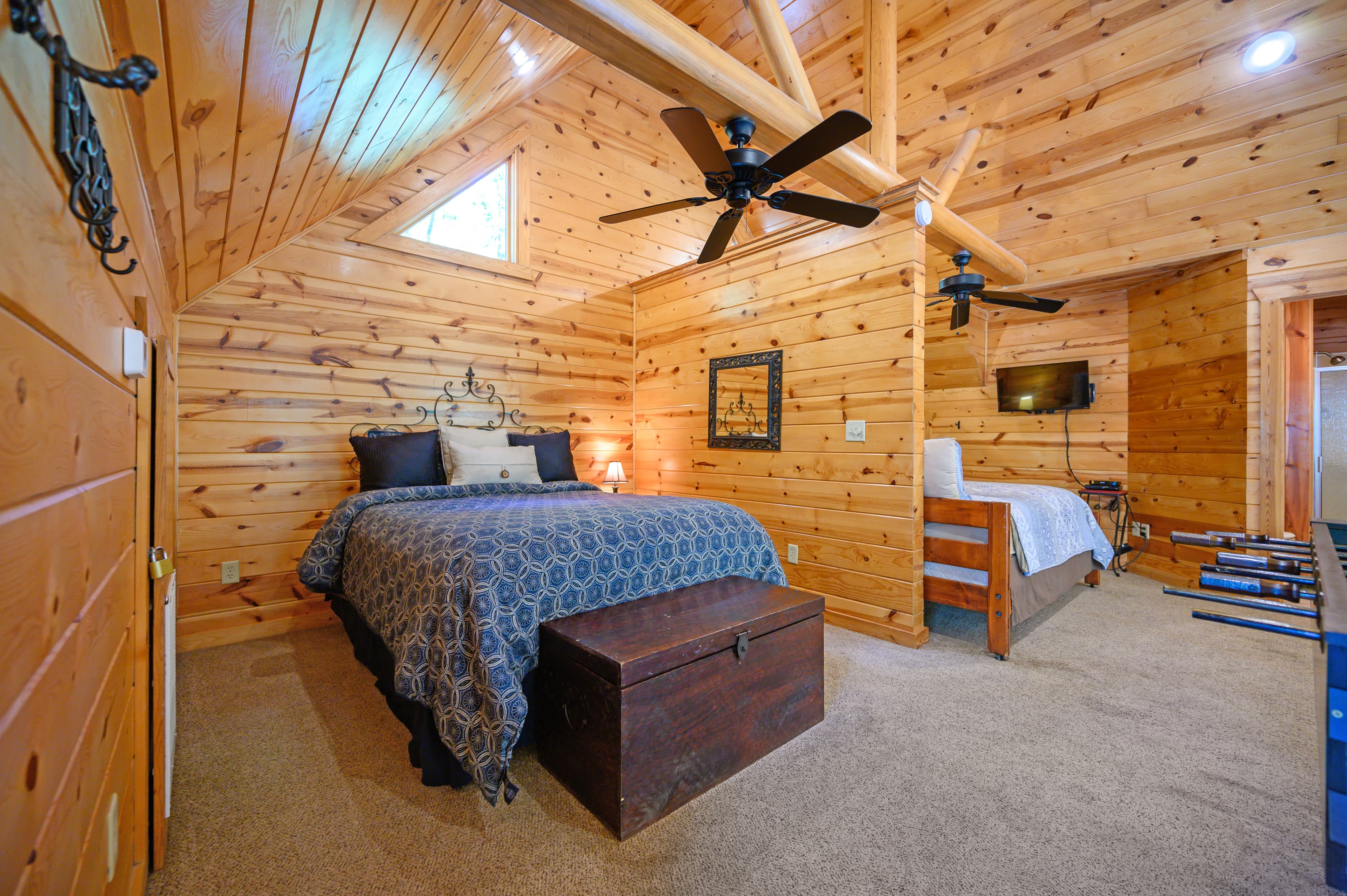 open loft with beds and foosball table