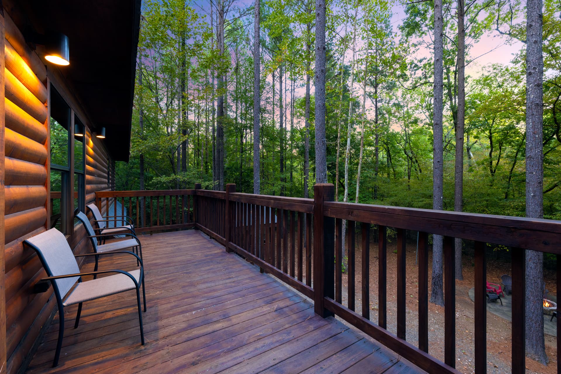 deck with forest view
