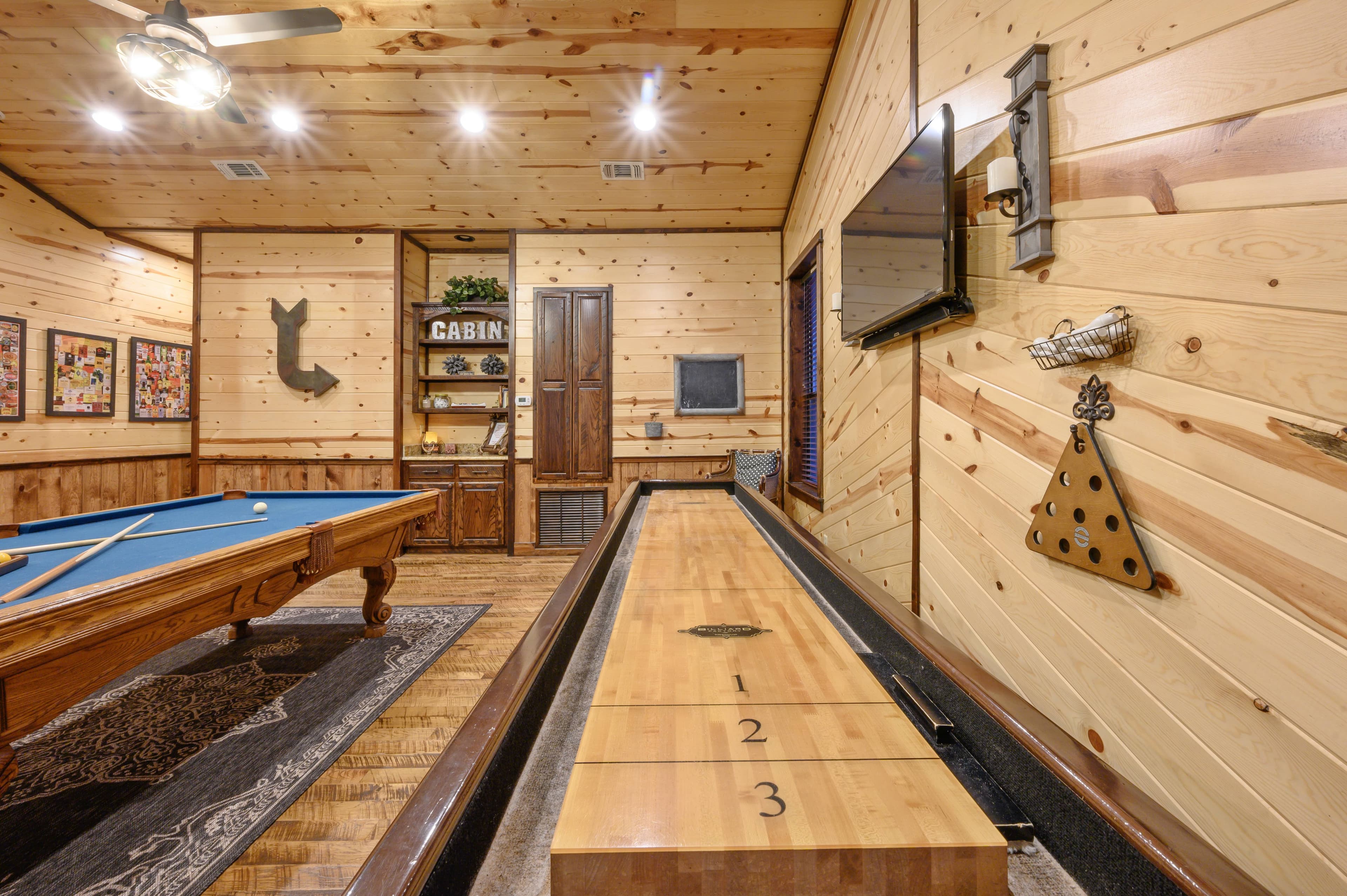 pool table and shuffleboard