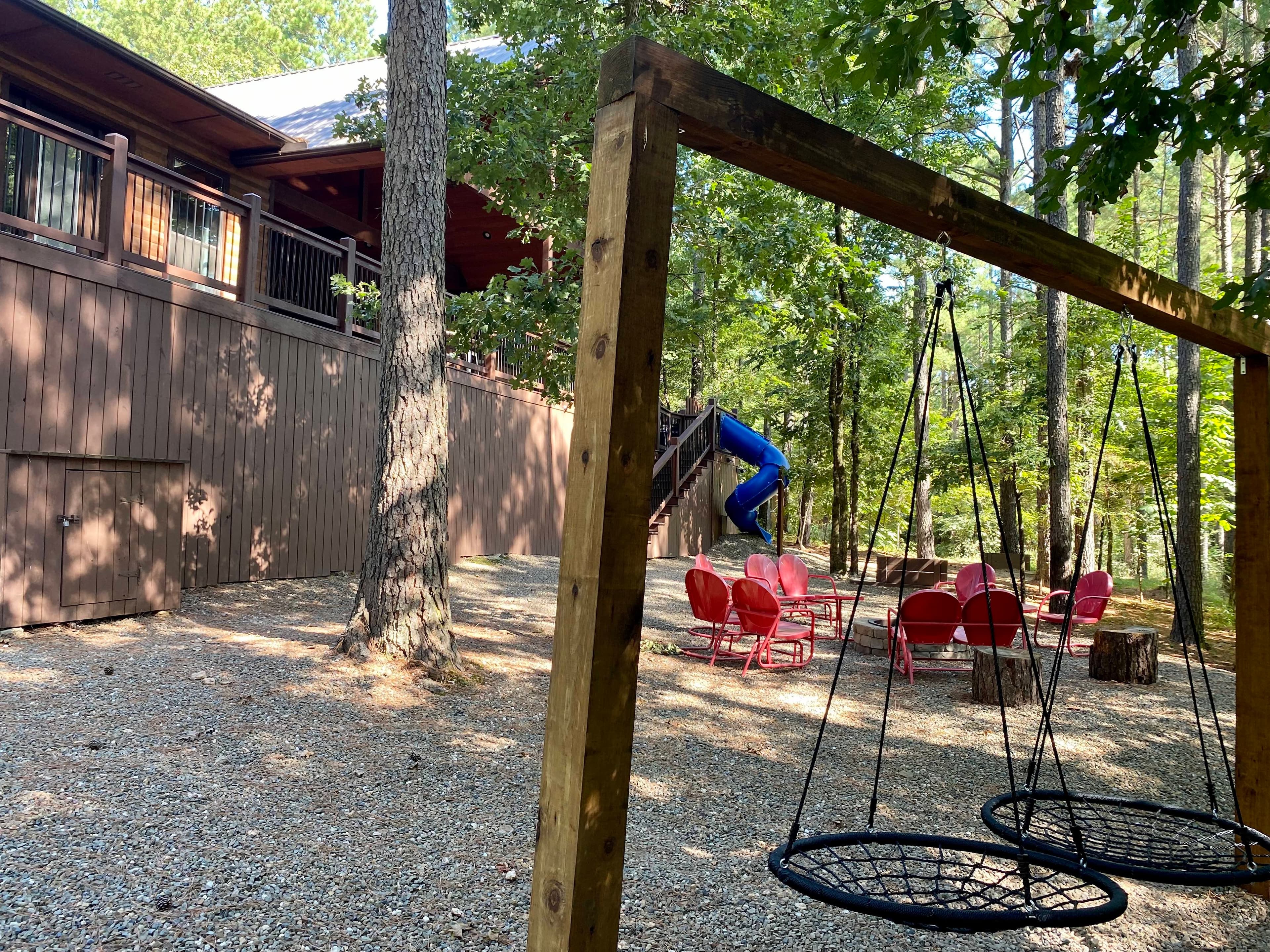 2 spider swings in backyard