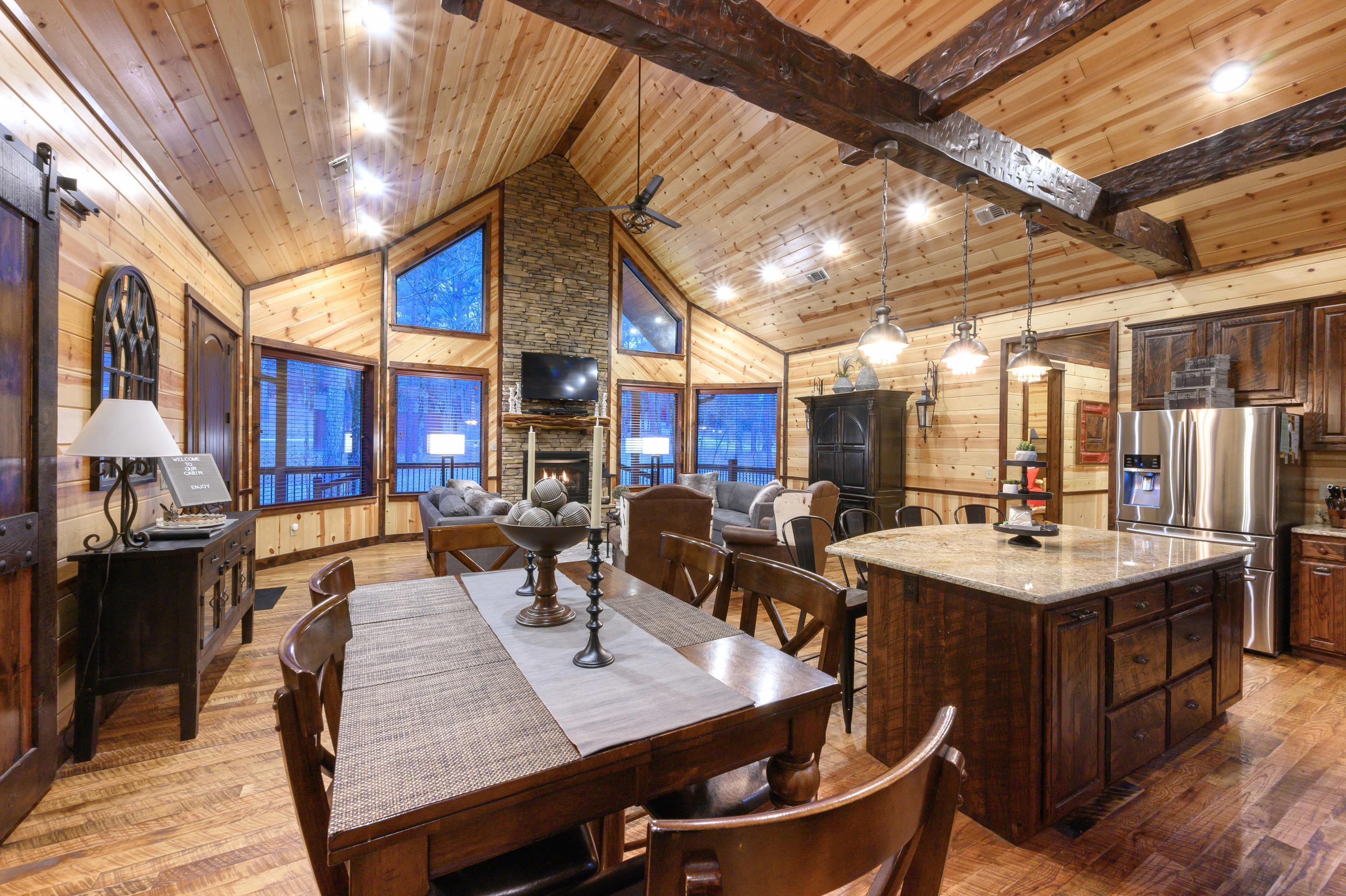 dining table and kitchen island