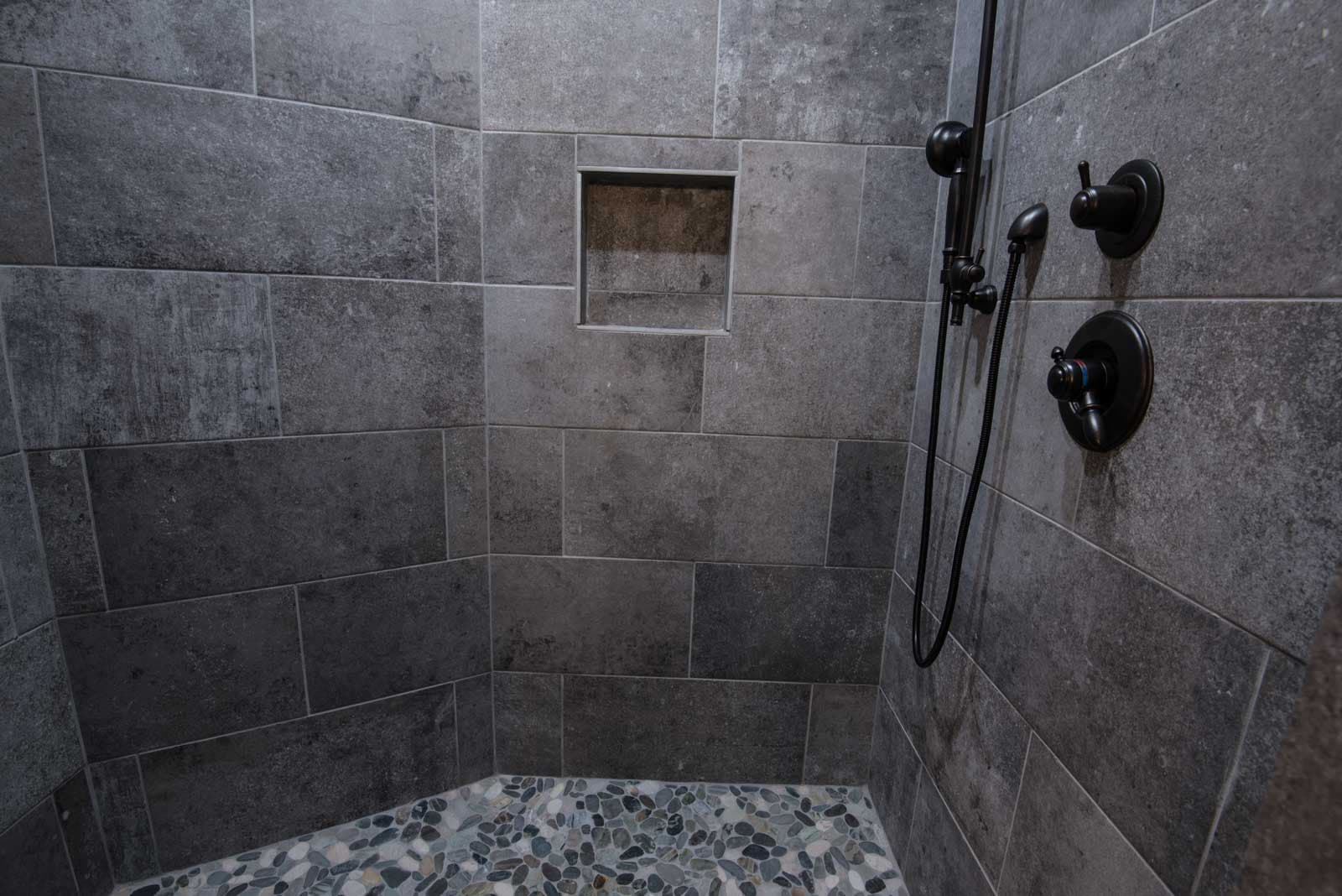 Tile and rock shower