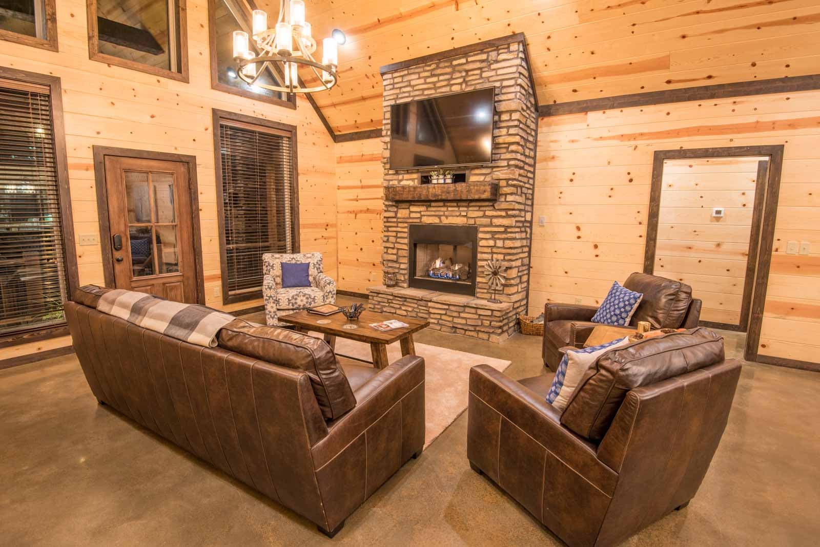 Modern open kitchen with an island and 2 stools