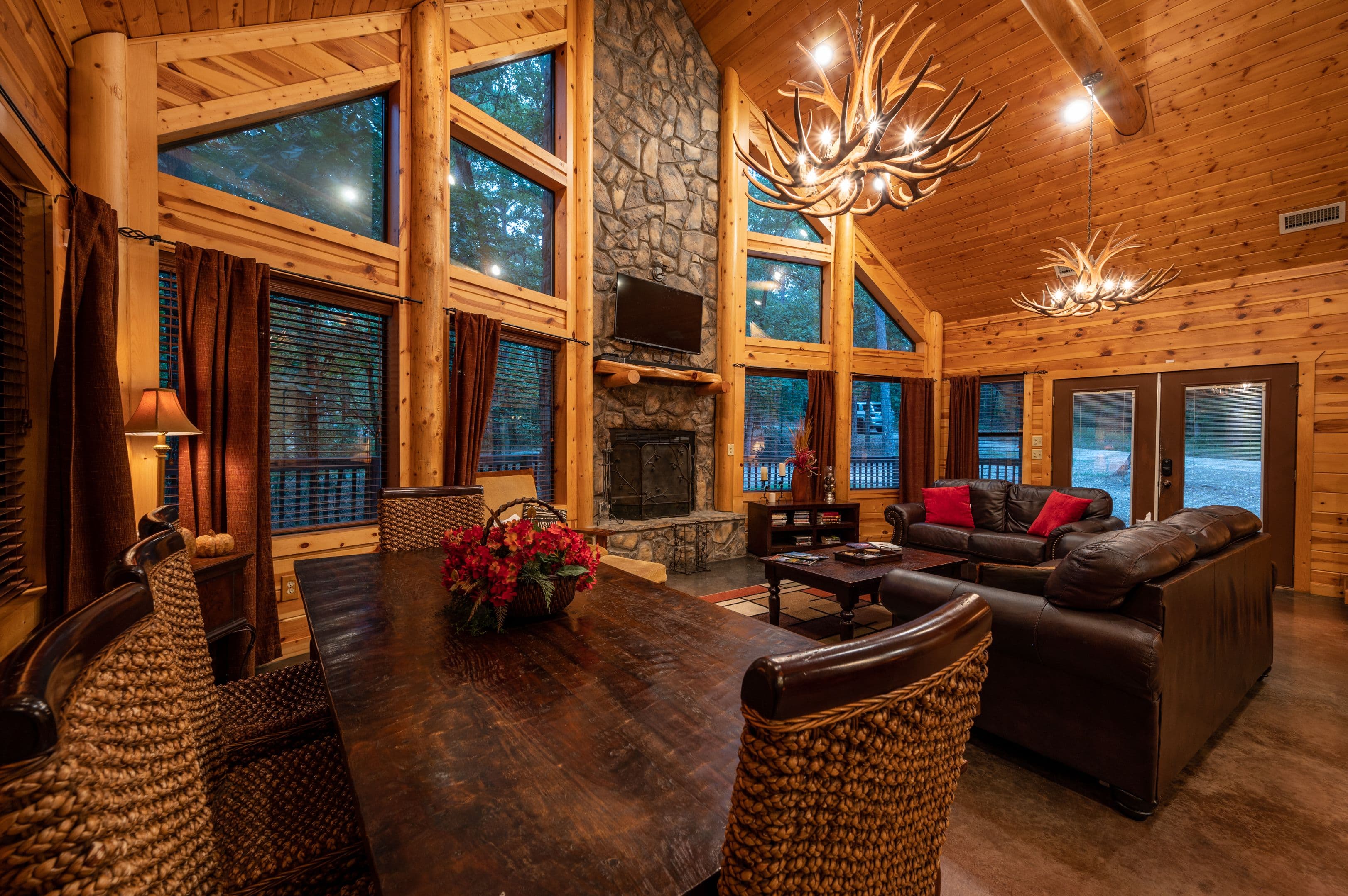 Open living room and dining table