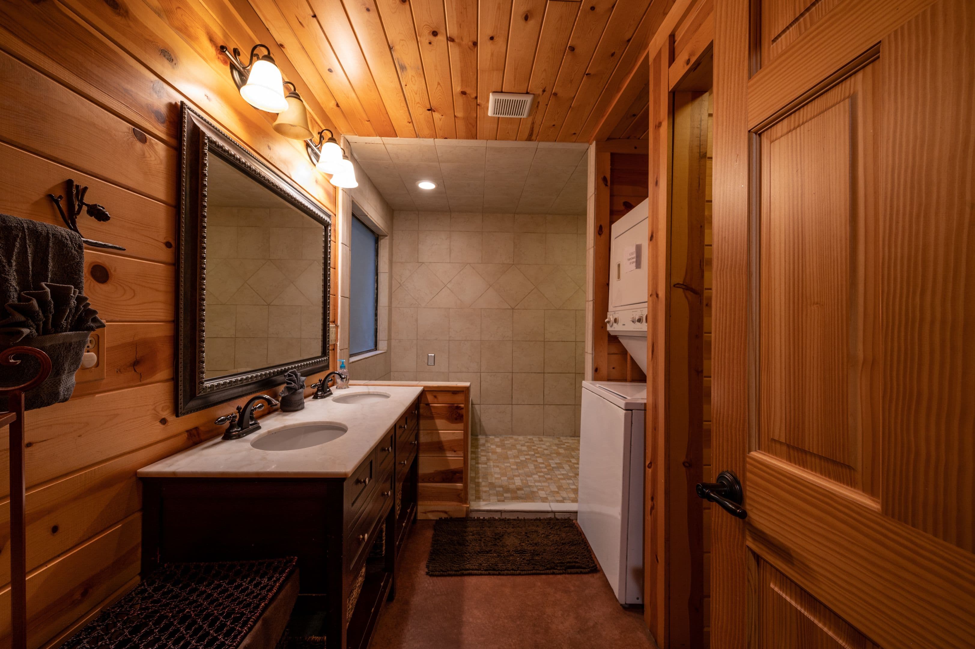 Walk in shower and bath tub