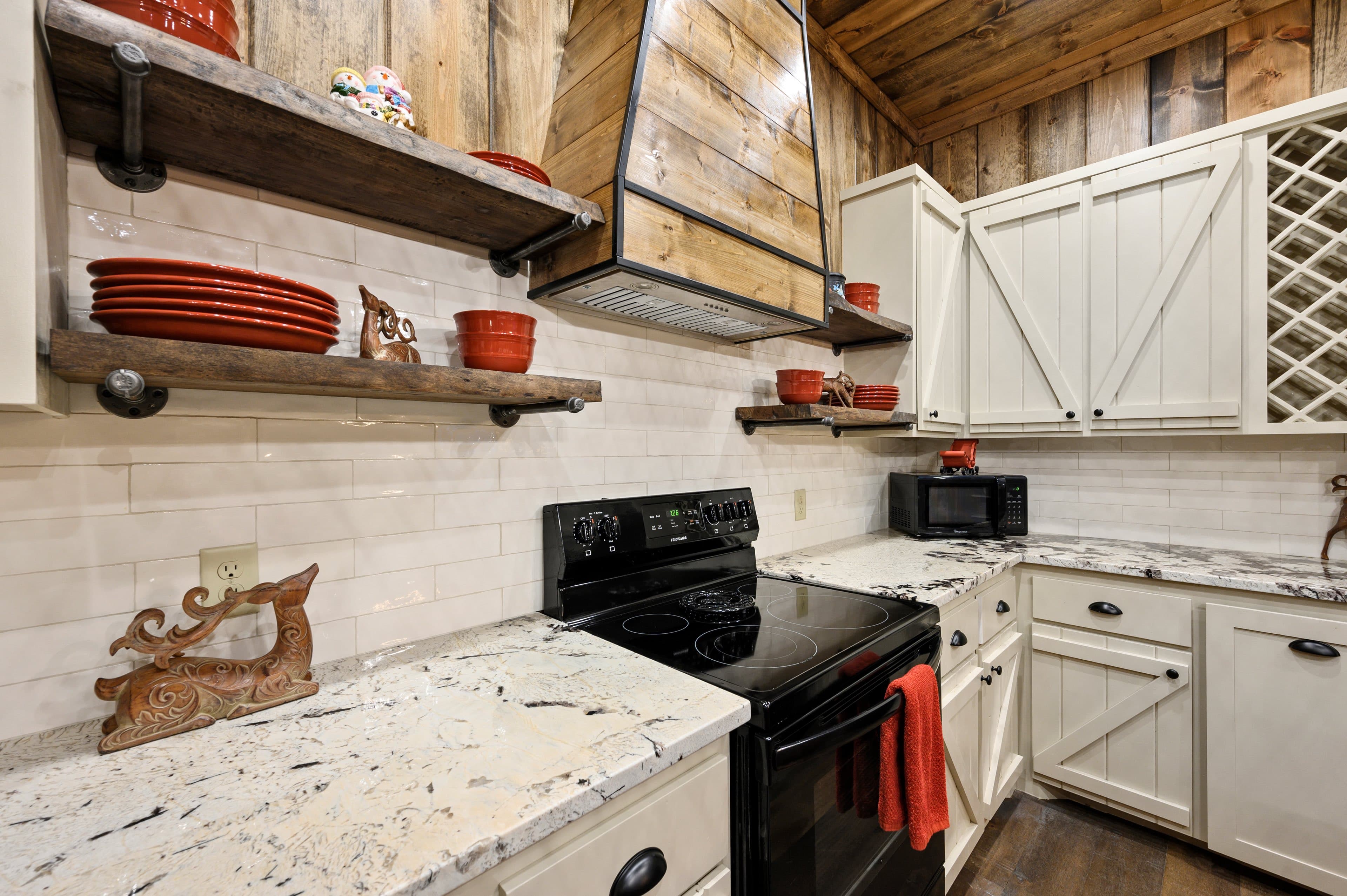 Kitchen with White Granite Counters
