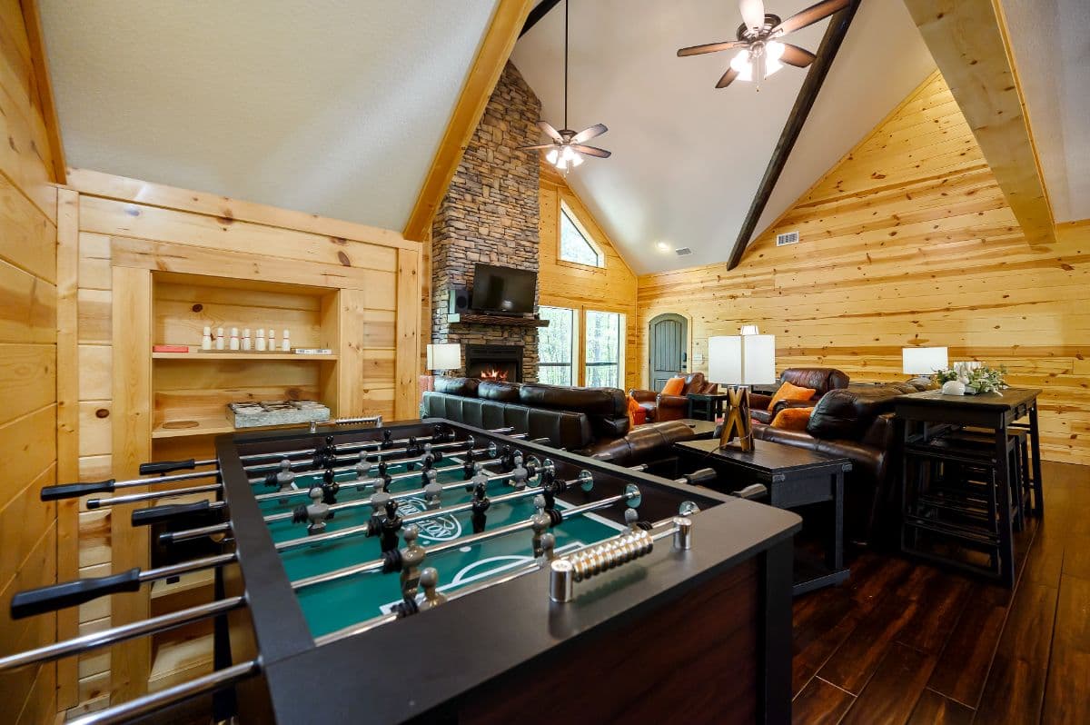 Foosball game next to living room