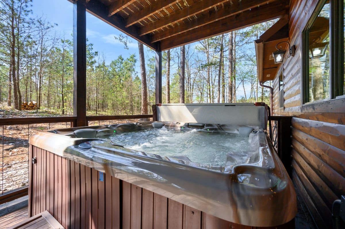 Hot tub on covered porch