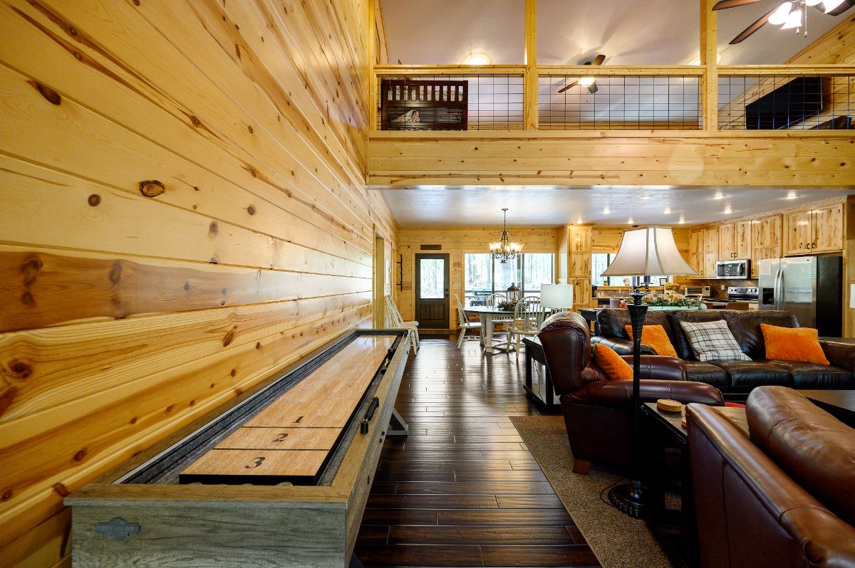 Shuffleboard game in living room
