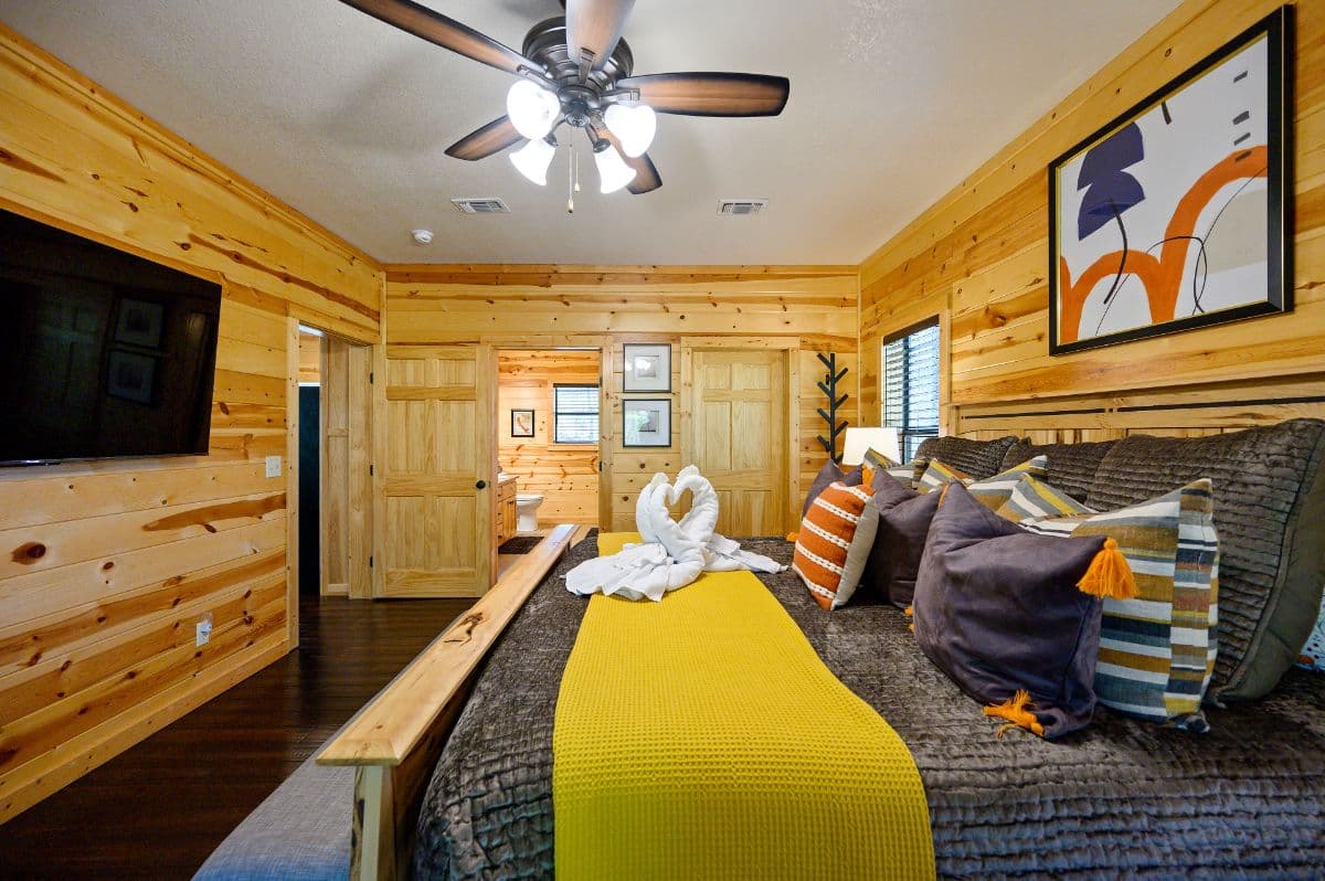 King bedroom with TV