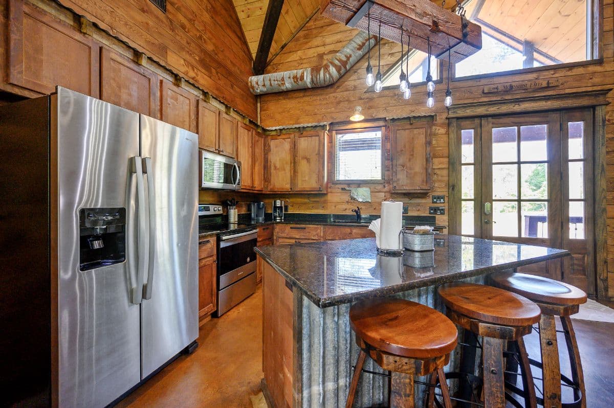 Island bar in kitchen, 3 stools