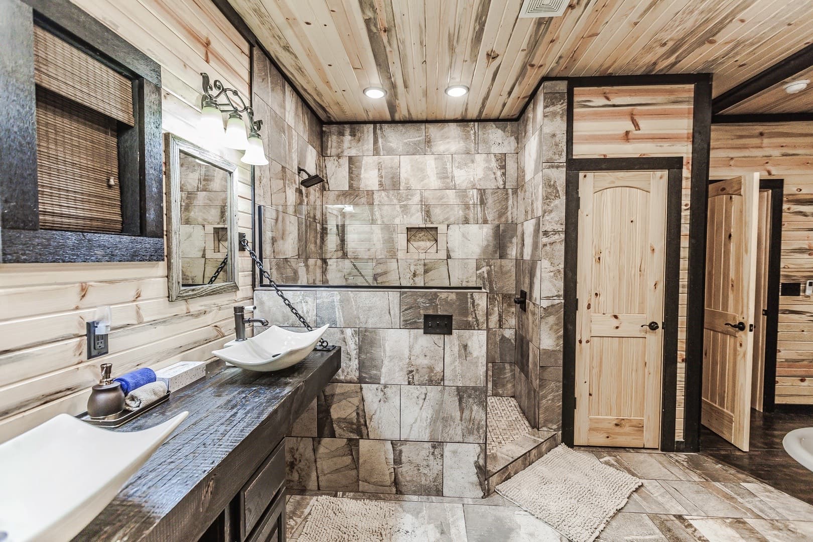 Modern sinks and walk in shower