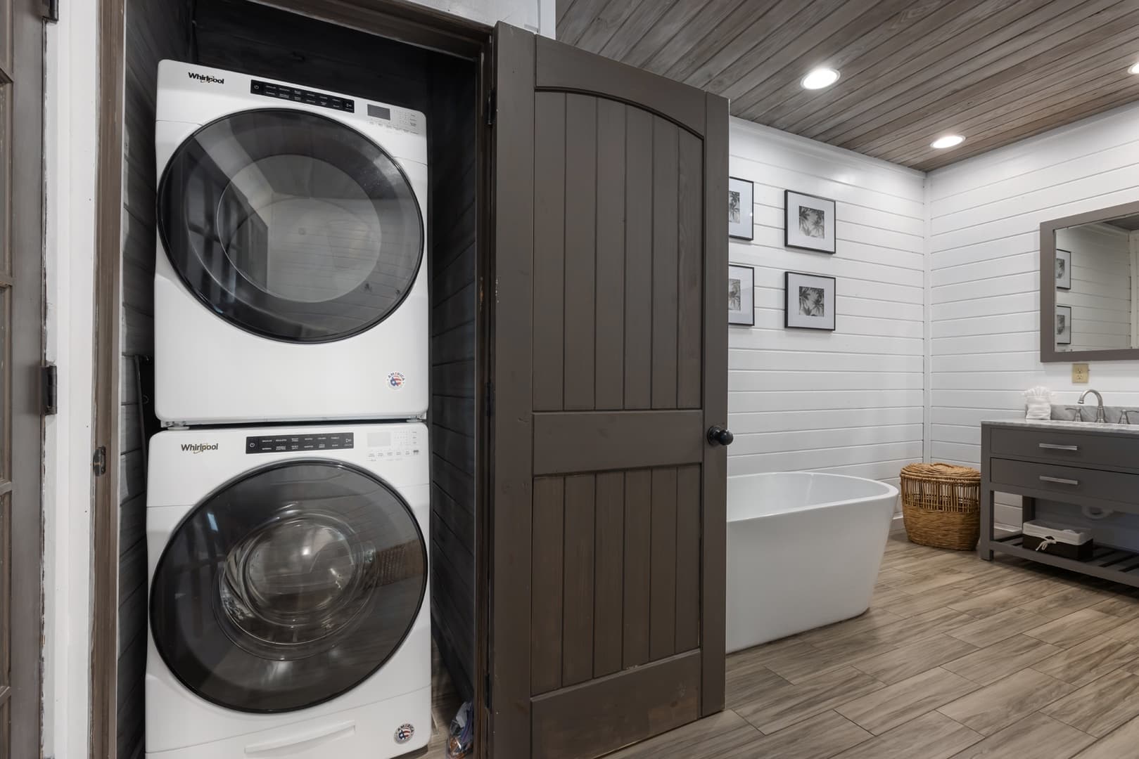 washer and dryer in bathroom
