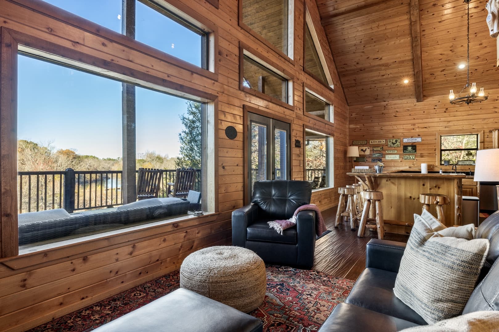 Living room large windows river view
