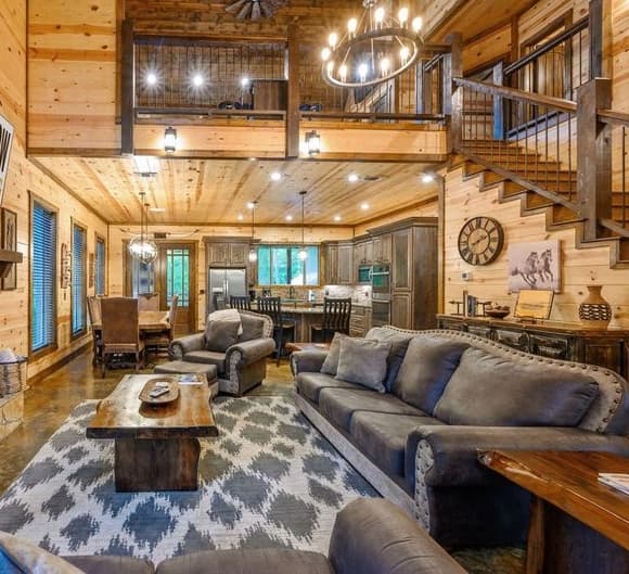 Living room couches and a chair with a coffee table