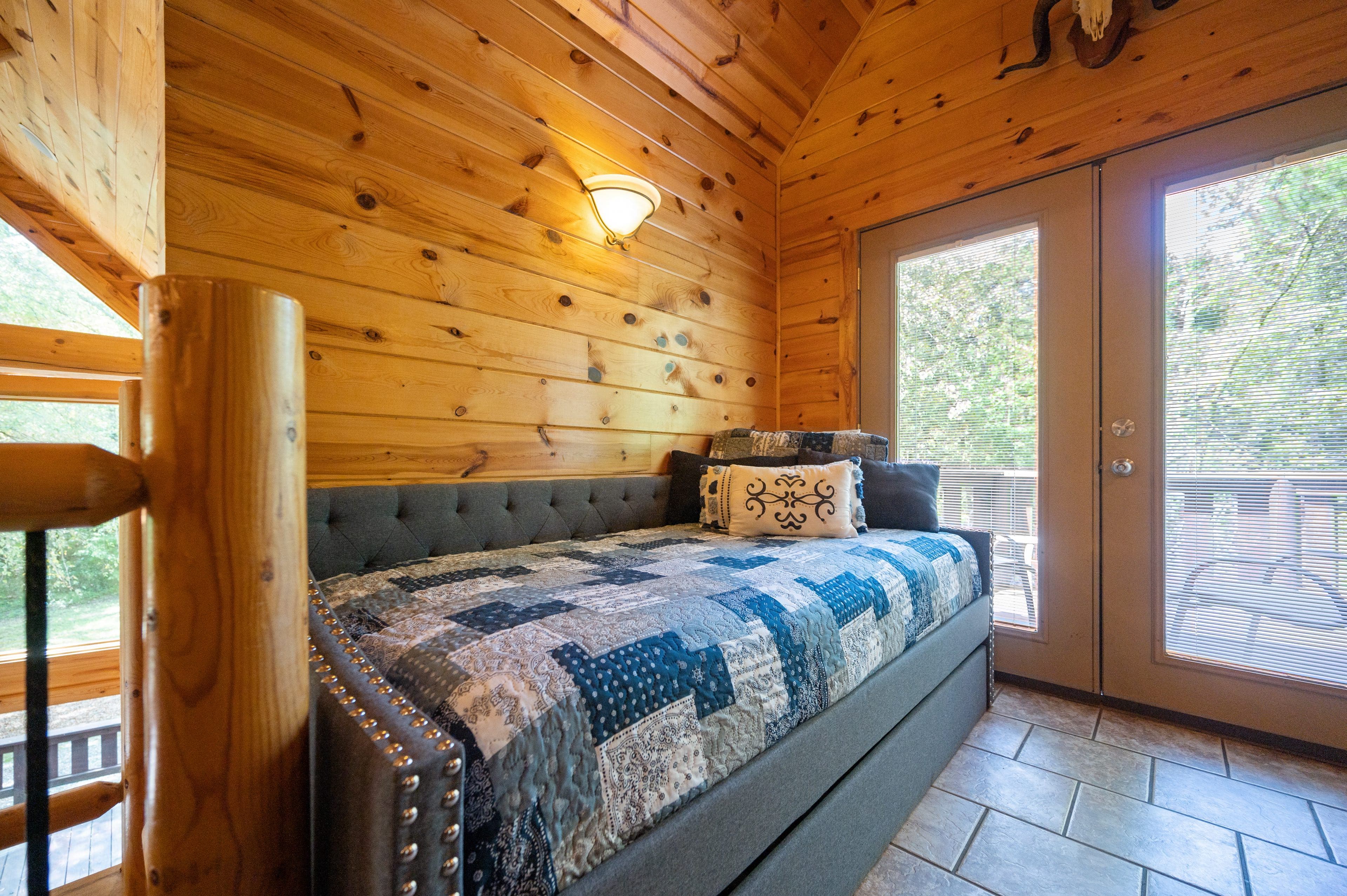 full bed in open loft