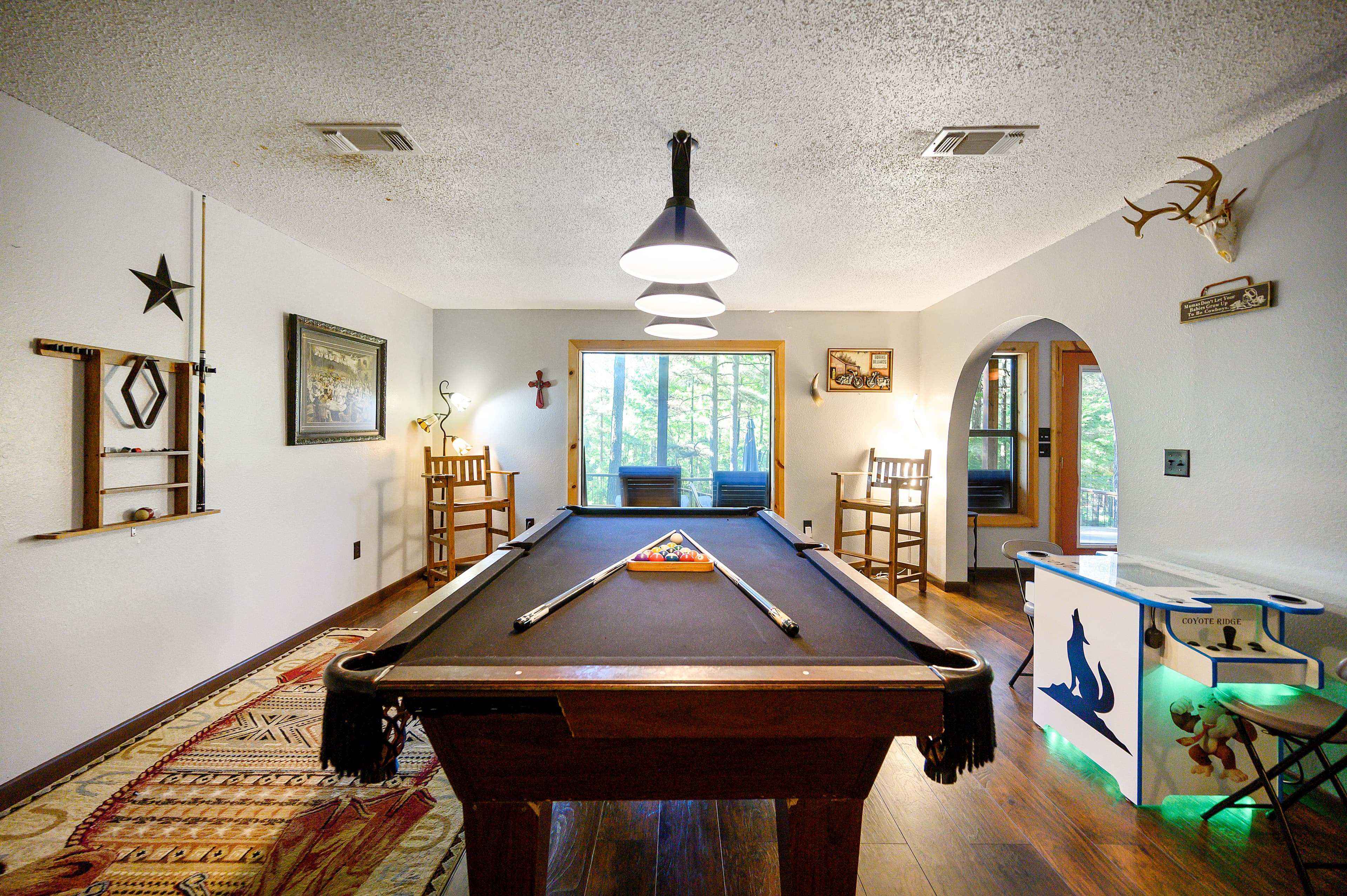 Pool table in game room