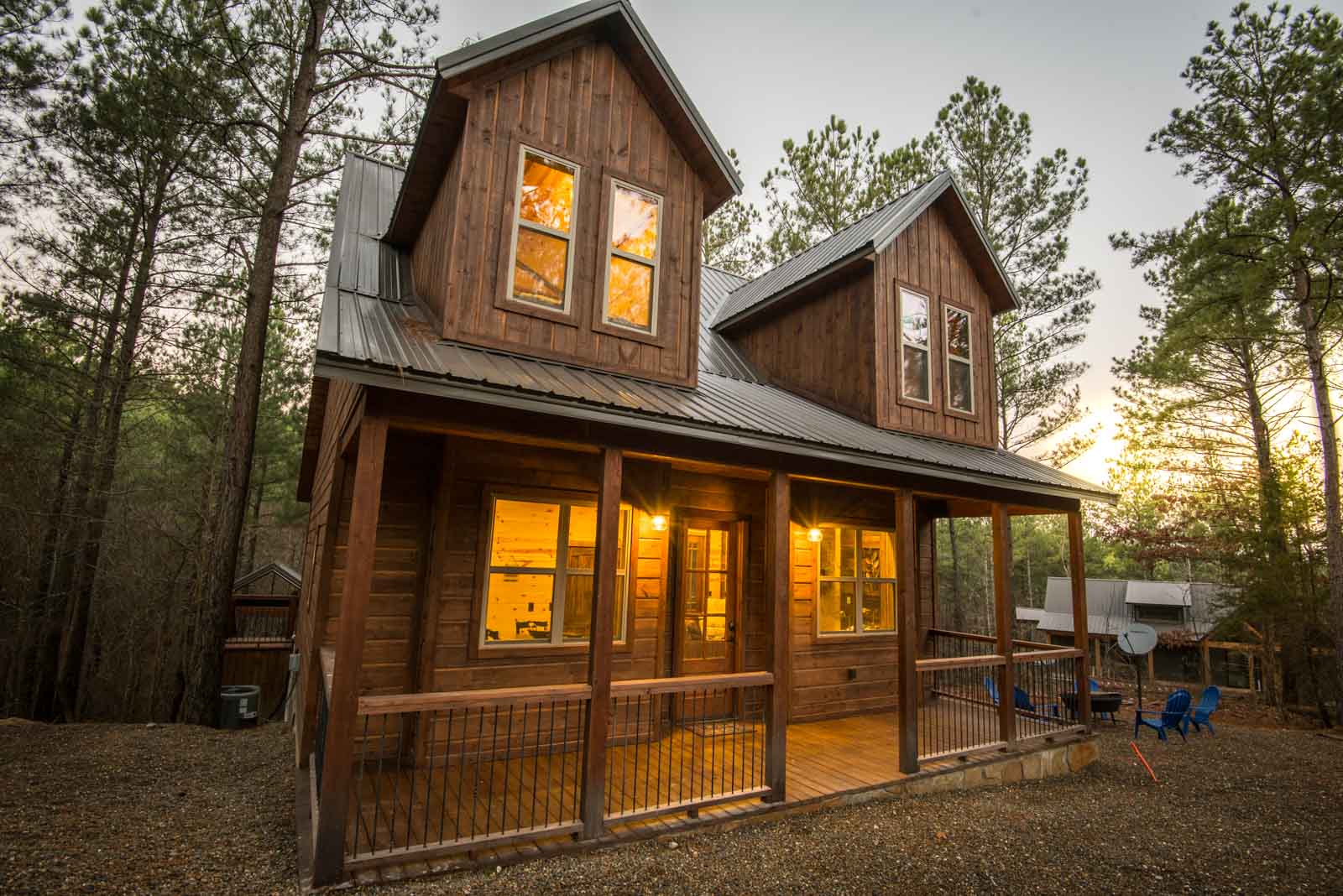 Front of log cabin