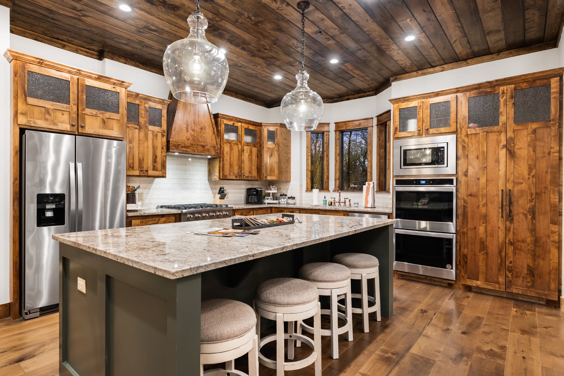 open full modern kitchen, island