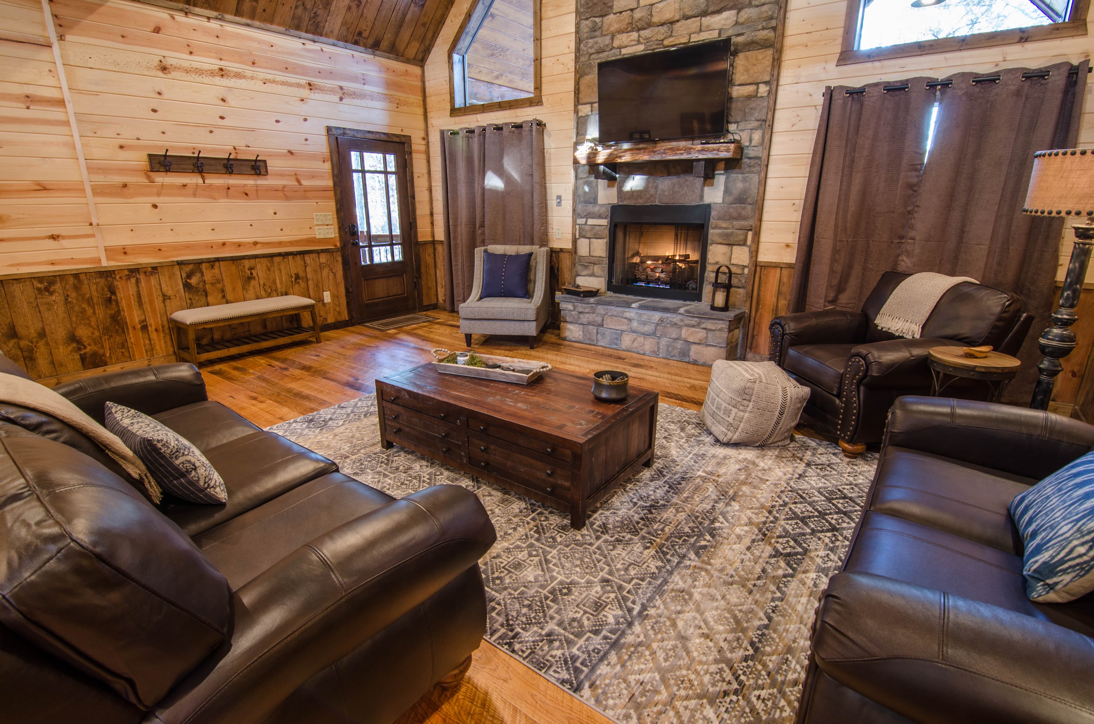 living area with fireplace