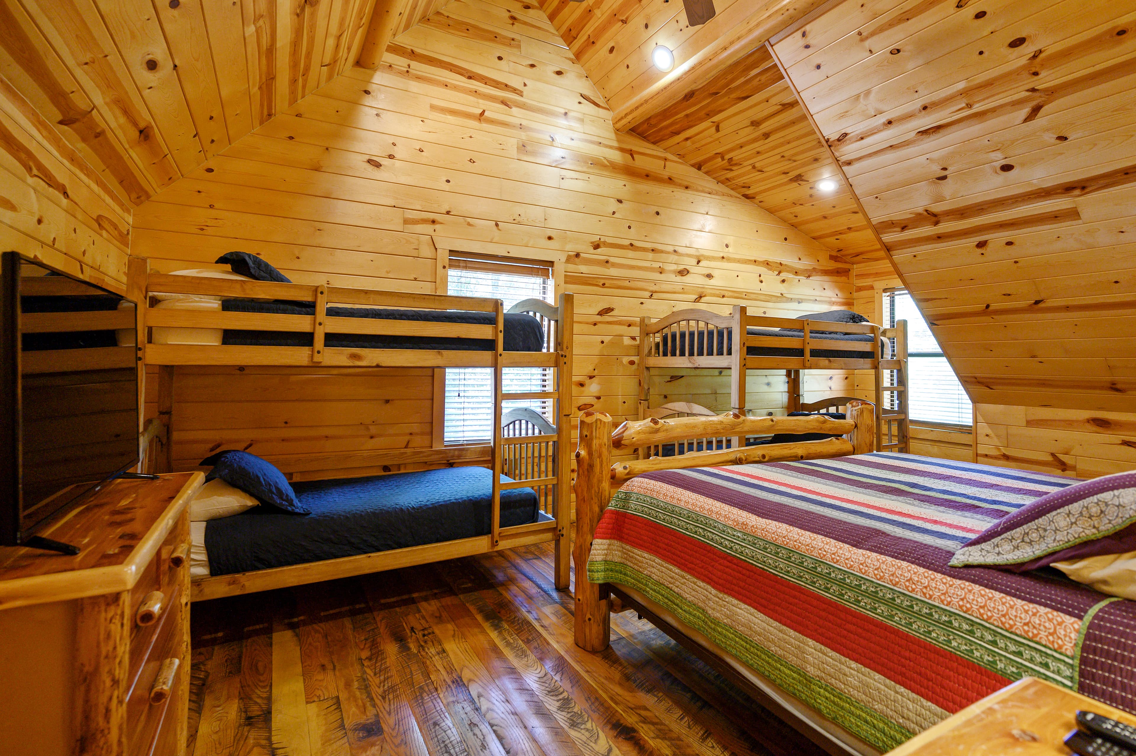 Upstairs bedroom with 2 Sets of bunk beds
