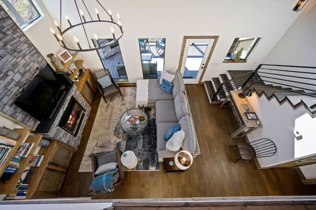 The living room of a vacation cabin near  Little River National Wildlife Refuge.