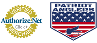 Authorize.net and Patriot Anglers logos.
