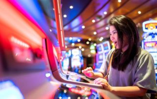 A woman at a slot machine at the Choctaw Casino in Hochatown.